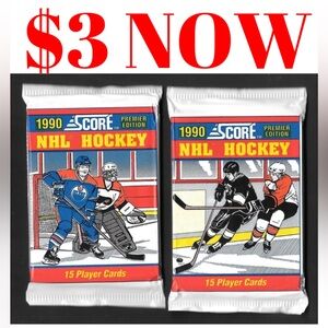 2 PACKS 1990/91 Score Premier Edition Sealed Hockey Card Pack Brodeur Rookie?